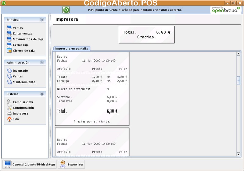 Programa de gestión TPV CodigoAberto.POS Programa de gestión TPV CodigoAberto.POS