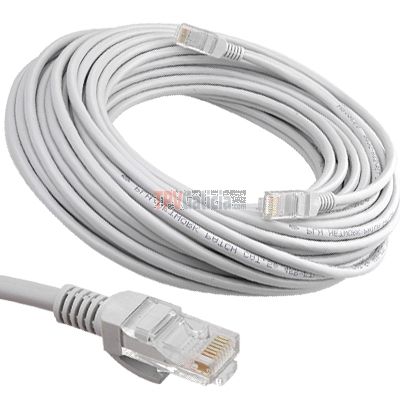 Cable de red blanco UTP Cat. 5e de 30 metros con terminaciones RJ45