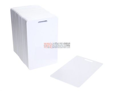 Tarjetas PVC blancas con ranura en lado corto (Pack de 100)