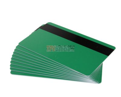 Tarjetas PVC verdes con banda magnética para impresoras de tarjetas (Pack de 100)