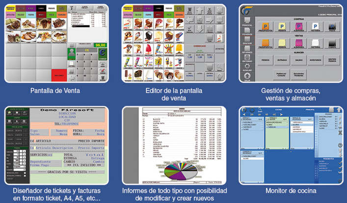 Software para la gestión de ventas de Restaurantes, Cafeterías, Pizzerías, Discotecas, Fast-Food, etc. Puede trabajar con mandos, monitores cocina, etc...