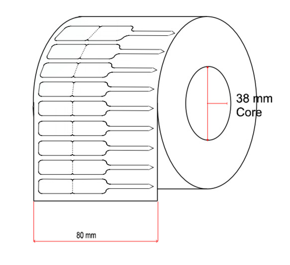 Rollo Etiquetas Joyería tipo lanza para anillos 13mm x 23mm x 23mm