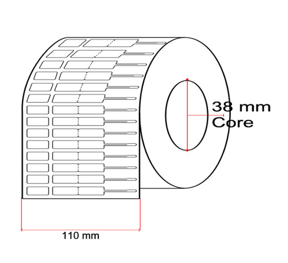 Rollo Etiquetas Joyería tipo lanza para anillos y conjuntos - Blanco - 10mm x 22mm x 22mm - 1.250 etiq