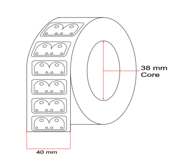 Rollo Etiquetas Joyería tipo lanza para cadenas-colgantes - Blanco - 19mm x 16mm - 1.250 etiq