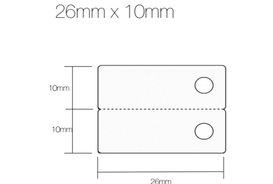 Rollo Etiquetas Joyería tipo lanza para pendientes-colgantes - Blanco - 26mm x 10mm - 1.250 etiq